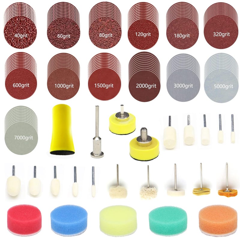 CTPICXM 149pcs 1inch Sandpaper 40-7000grit Sanding Disc with Polishing Buffing Wheel Set Shank Backing Pad,Polishing Pads and Buffering Pad for Drill Grinder Rotary Tools, Wood Metal Jewelry - Image 1